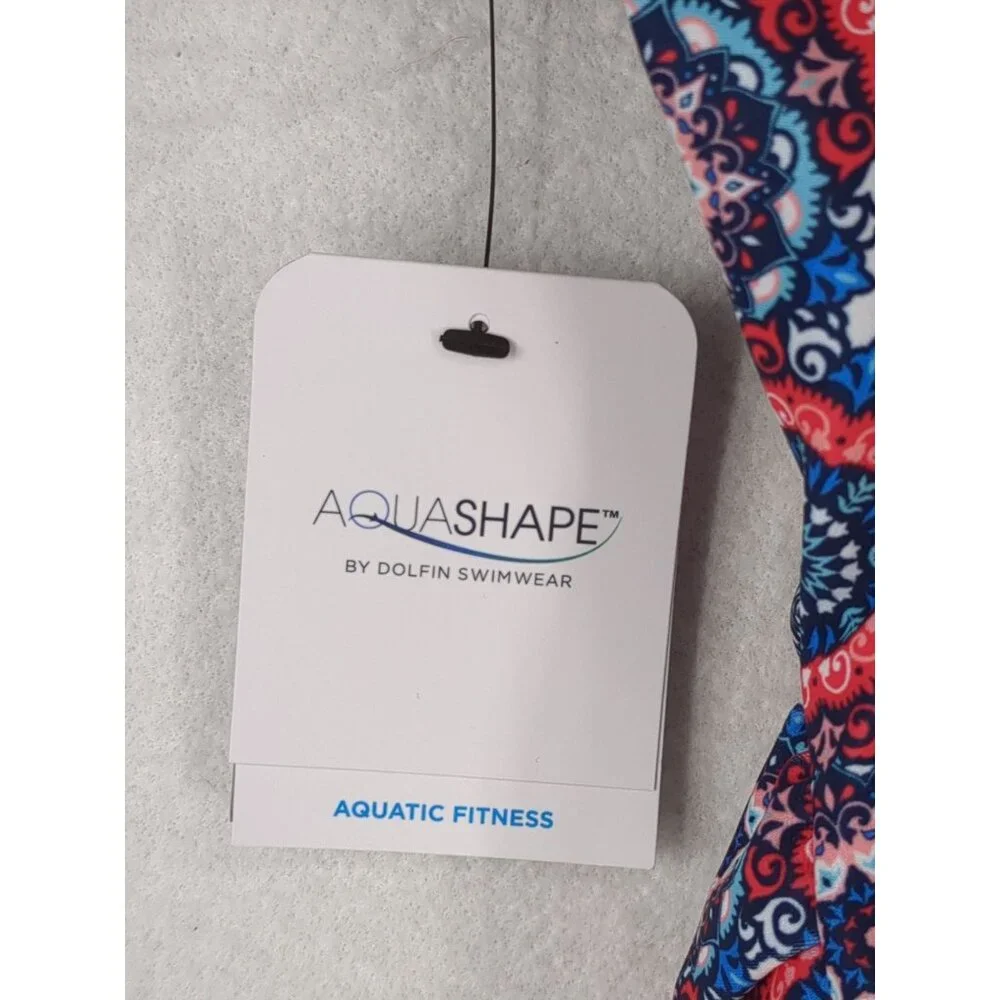 Dolfin Aquashape Swimsuit One Piece Womens 10 Tummy Control Red Pink Blue‎ New